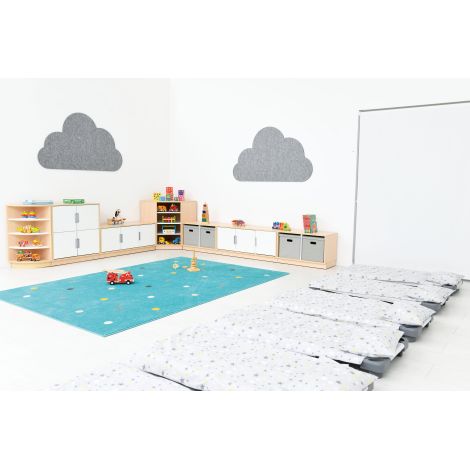 Lenjerie 5 piese Moje Bambino Stars Gri Pat Copii - imagine 4