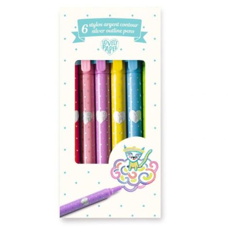 Set Carioci Contur Argintiu Djeco 6 Culori