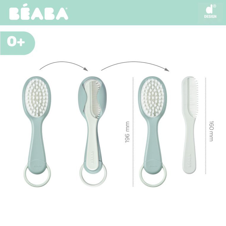 Set Perie și Pieptene Beaba Green Blue - imagine 3