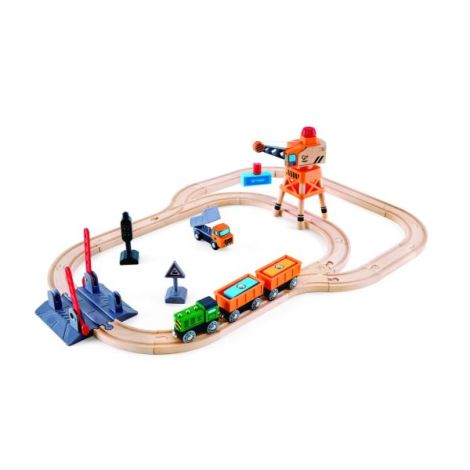 Hape Set Tren Marfa cu Macara - 34 Piese