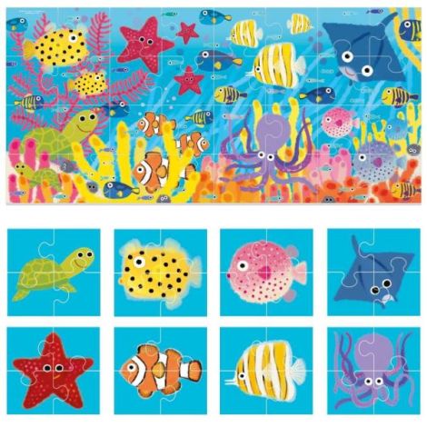 Headu Puzzle Animale Marine | Piese Mari 2 în 1 - imagine 2