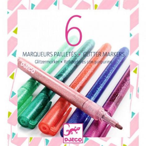 Set Markere Sclipici Djeco Sweet, 6 Culori