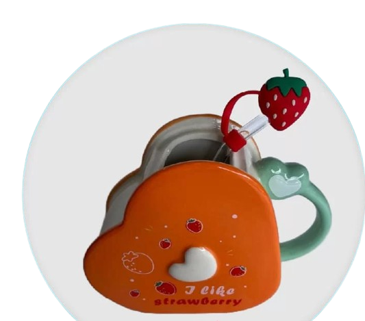 Cana Kitchenware cu Pai, Ceramică, Inimă, 420ml