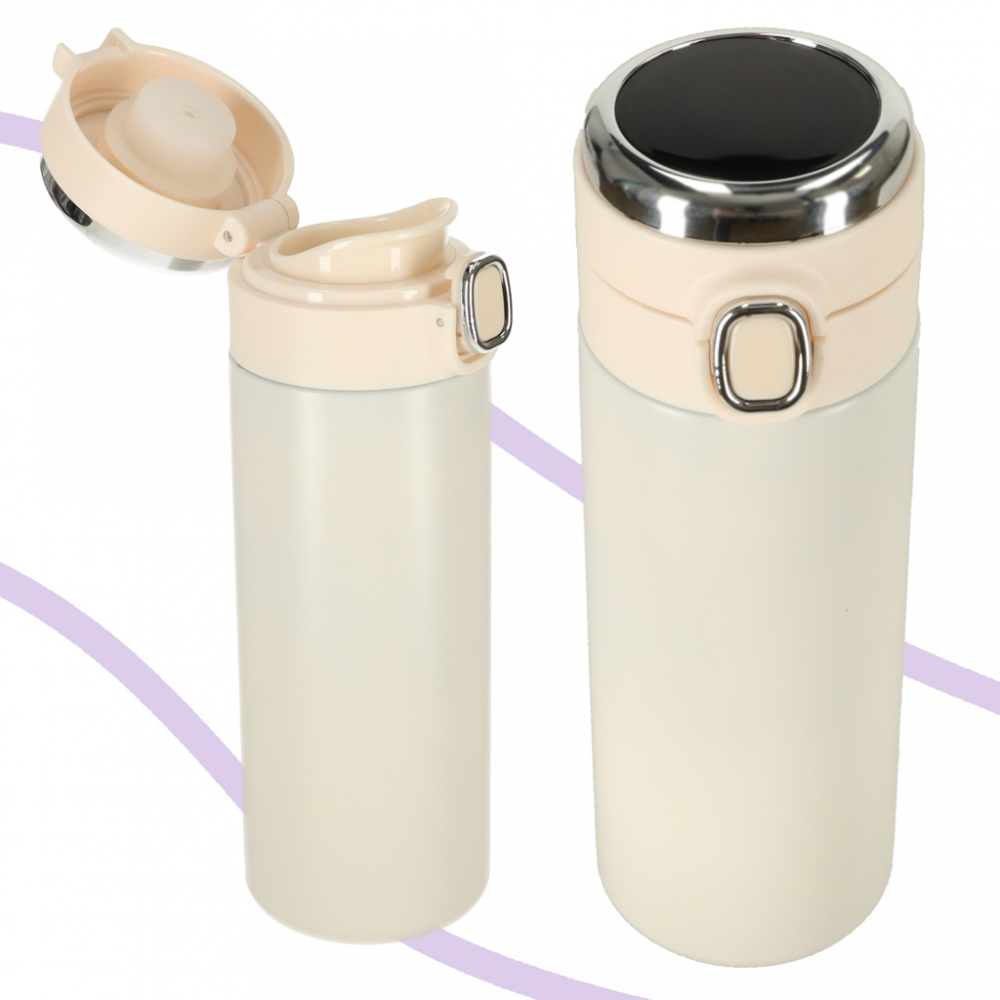 Cana termos Ikonka Smart LED, 420ml Bej - imagine 5