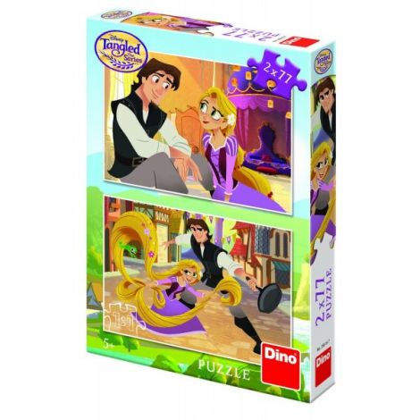 Puzzle 2 in 1 Tangled Dinotoys, 77 piese