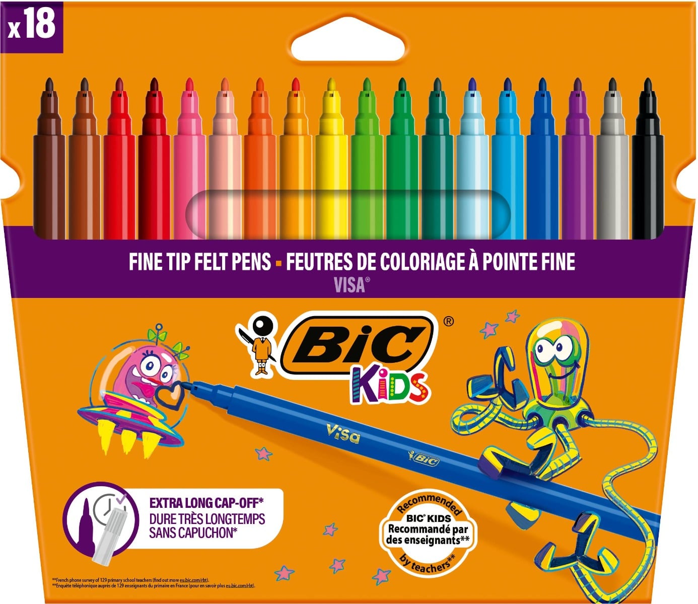 Set Carioci Lavabile Bic Kids Visa, 18 Culori