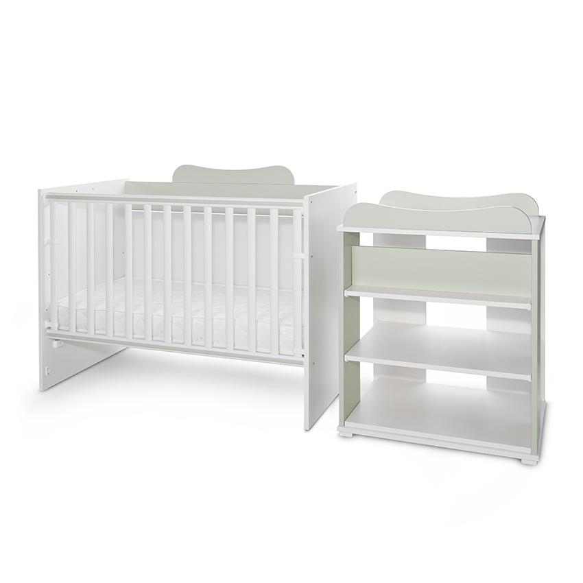 Patut Modular Lorelli, 5 Configurii, Multi White Milky Green - imagine 4