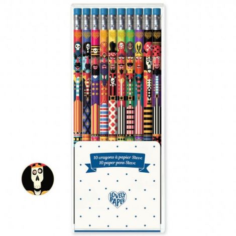 10 Creioane HB Djeco cu Design & Radieră