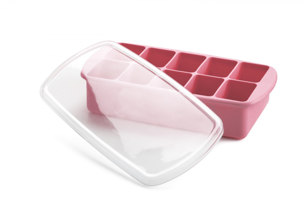 Tava silicon hrana bebe Melii, 10 cuburi, Roz