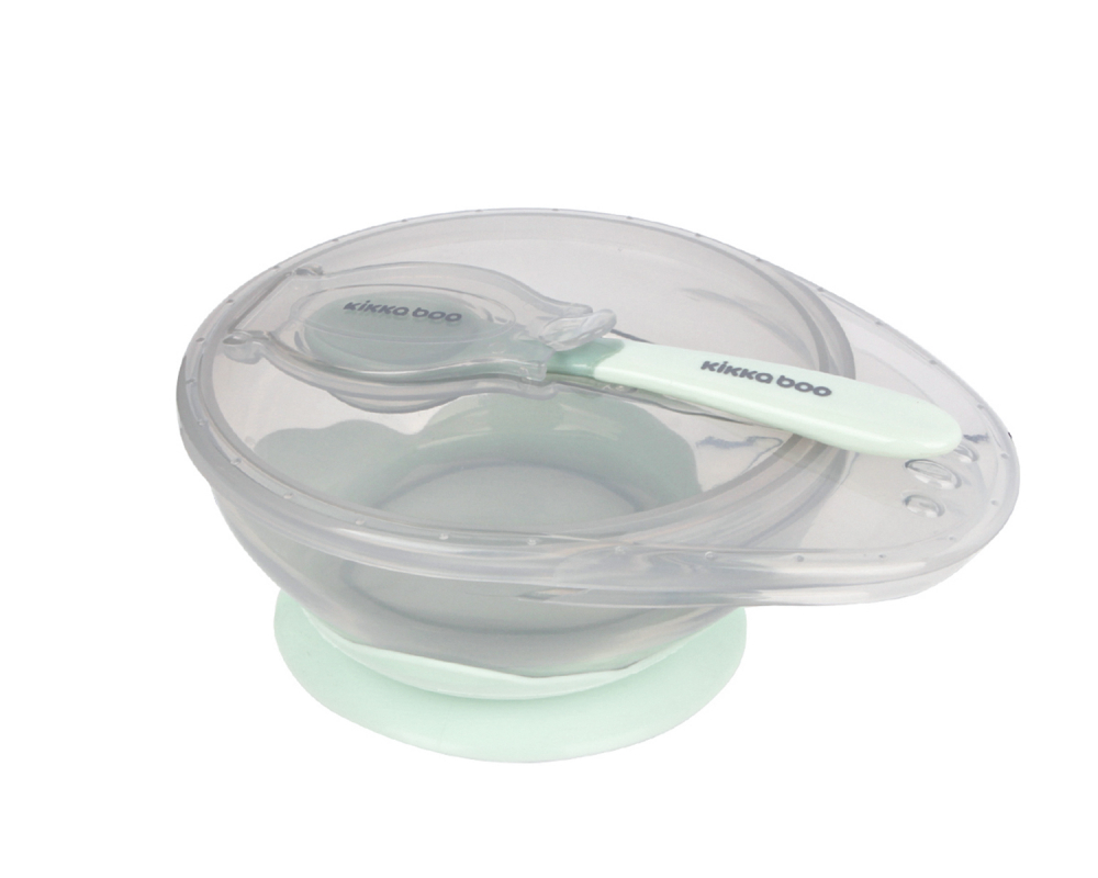 Set castron cu ventuza KikkaBoo Mint, 250ml - imagine 3