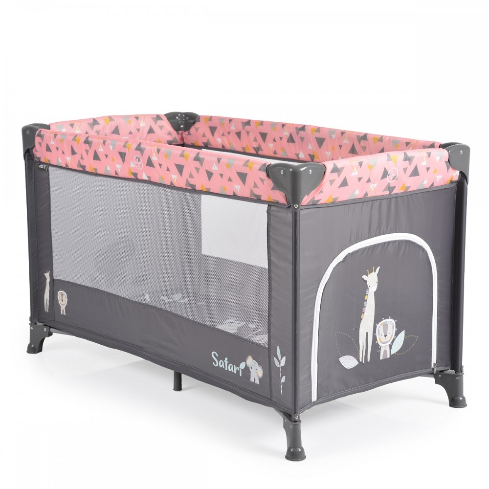Patut Pliabil Moni Safari Pink cu Accesorii