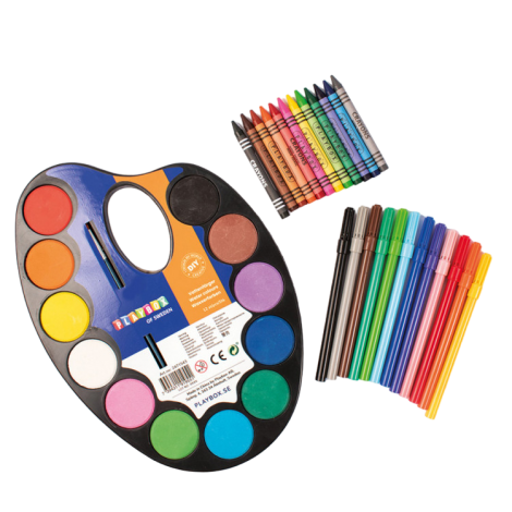 Playbox Set Starter Desen - 12 Acuarele + Carioci