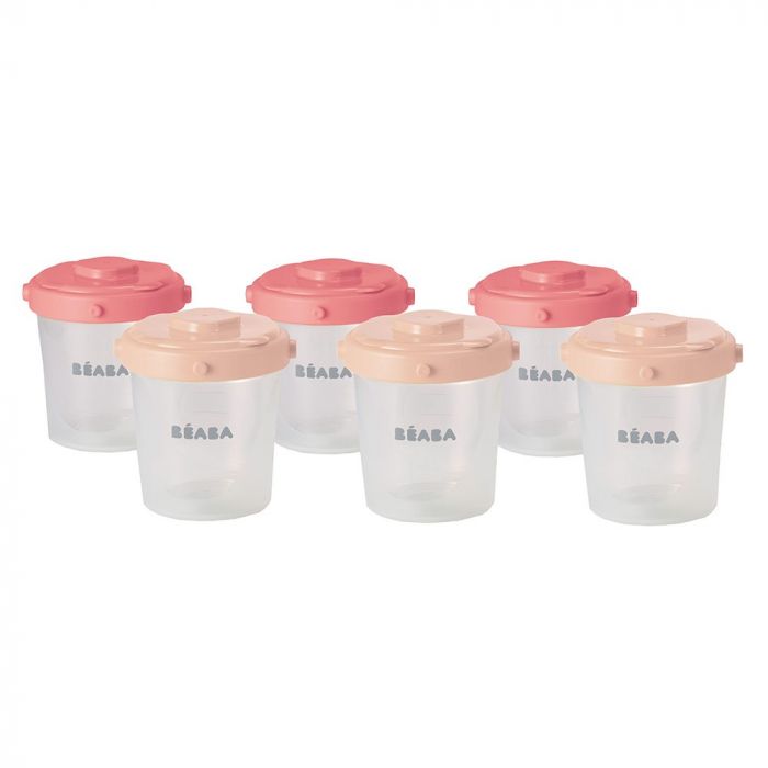 Set Beaba 6 recipiente hrana 200ml, Roz