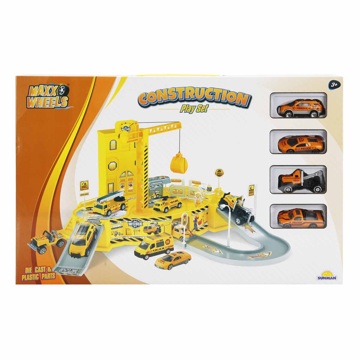 Set Constructie Garaj Maxx Wheels cu 4 Masinute