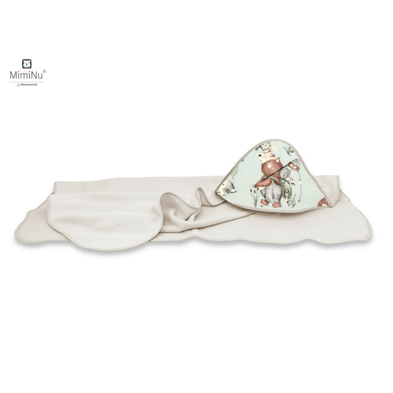 Prosop cu gluga MimiNu 100x100 cm, Bumbac si Thermo Fleece - imagine 2
