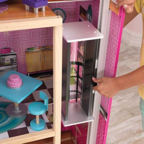 Casuta lemn papusi Kidkraft Uptown cu lift - imagine 4
