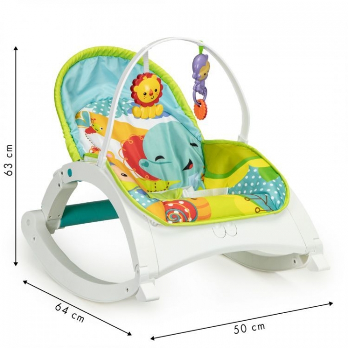 Fotoliu Balansoar 3 in 1 Ecotoys cu Vibrații Jungla - imagine 6