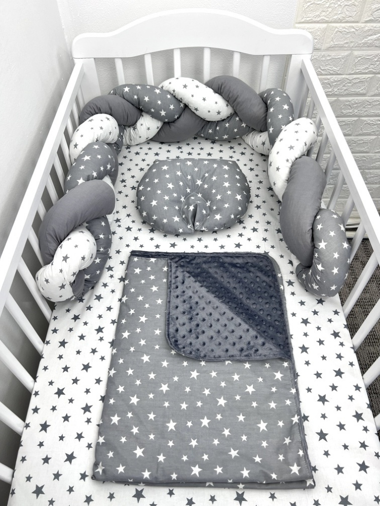 Lenjerie Pat Bebe 120x60 Aparatoare Deseda Gri