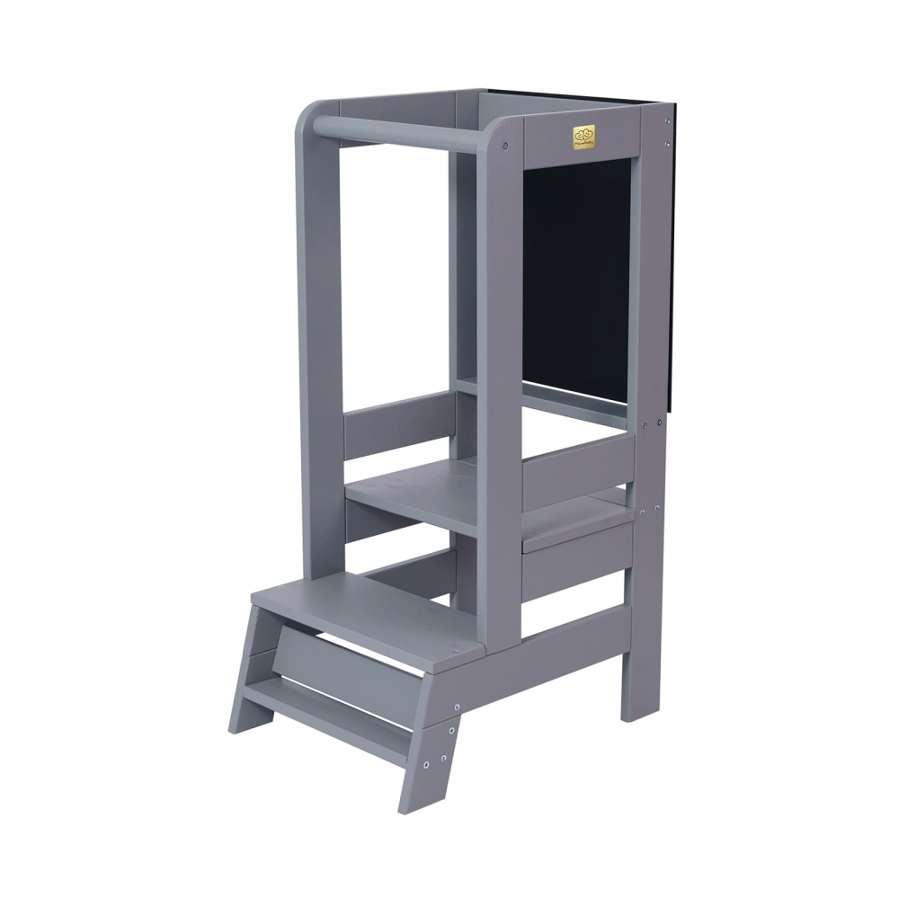 Learning Tower MeowBaby Gri cu Tablă de Scris