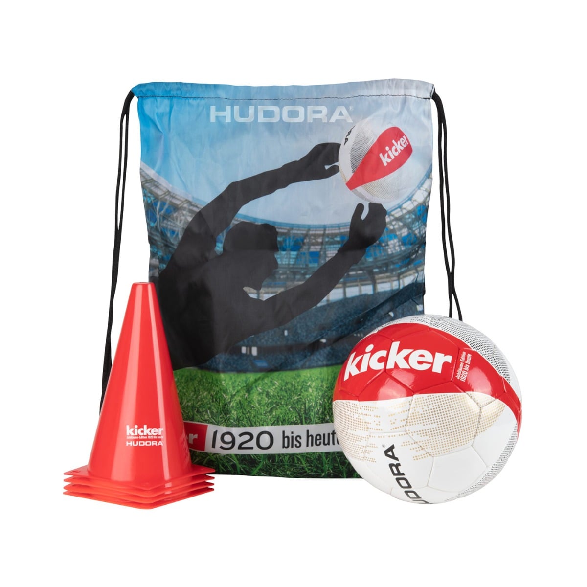 Set Fotbal Hudora Kicker cu Geantă și Stalpi