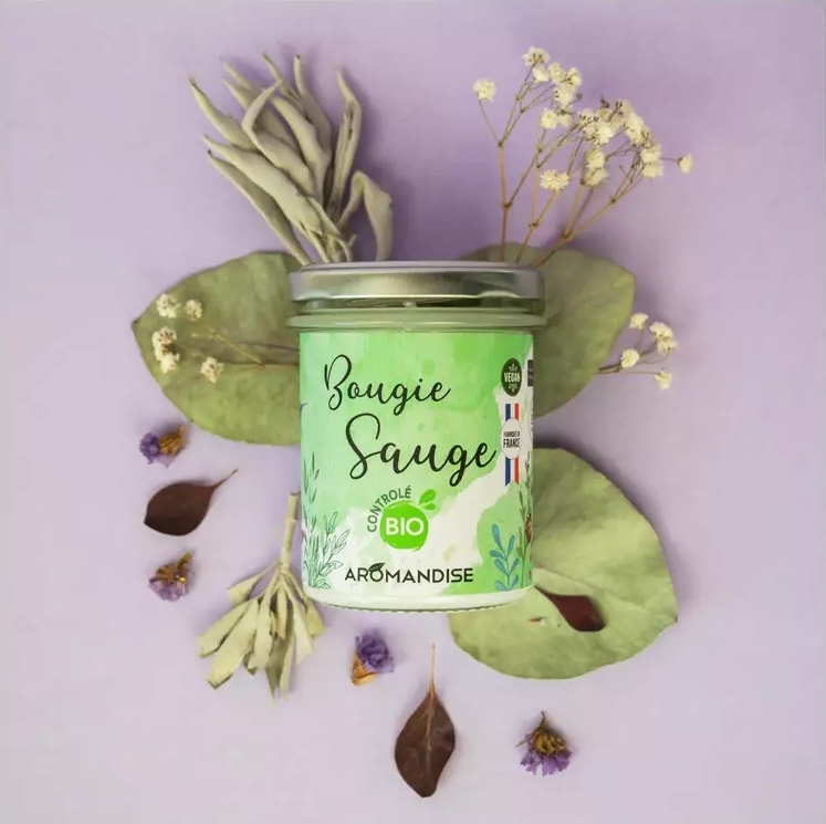 Lumanare Parfumata Bio Salvie Aromandise, Vegana, 150g