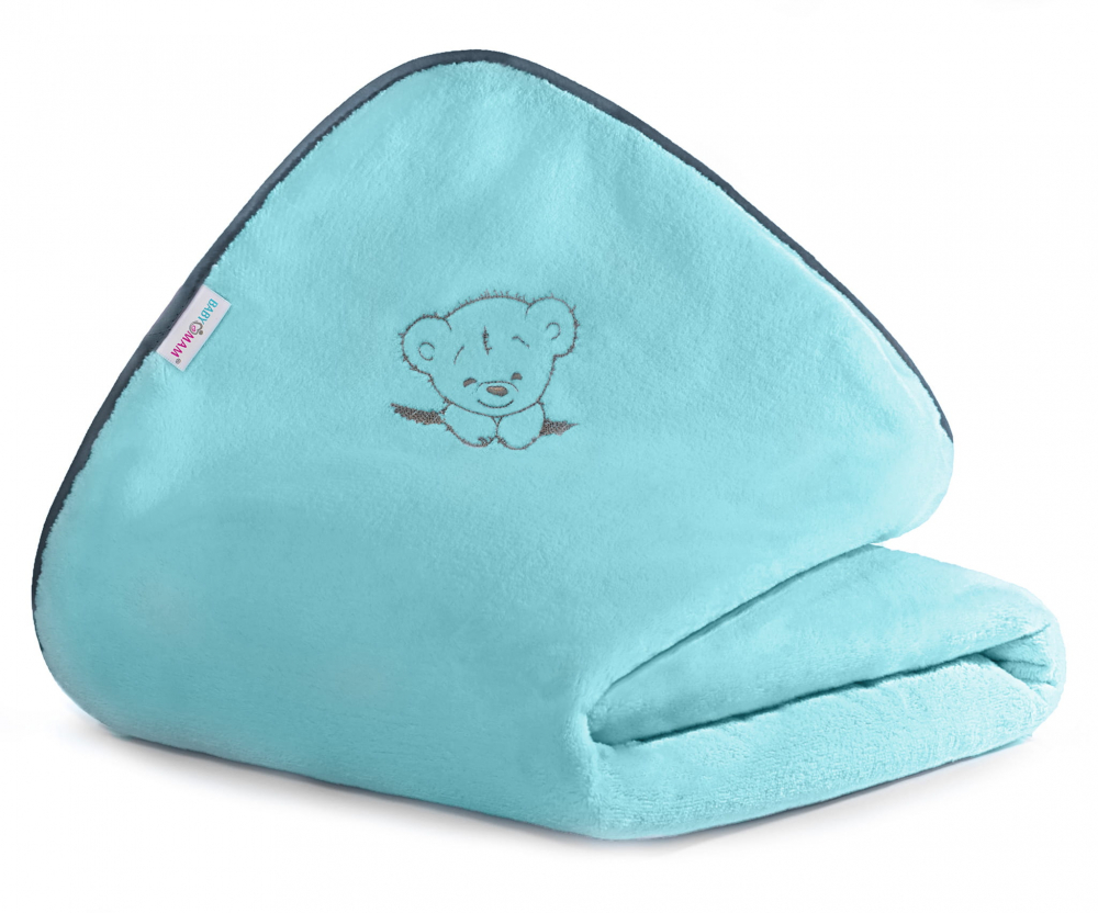 Paturica Babymam Premium Retro Bear Mint, 75x100 cm - imagine 2