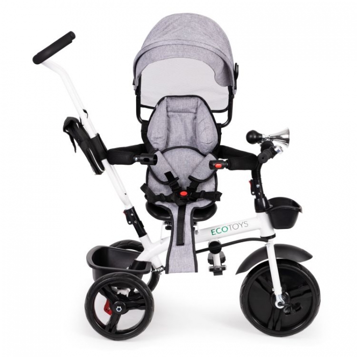 Tricicleta Ecotoys JM-322 Gri, Scaun Reversibil - imagine 3