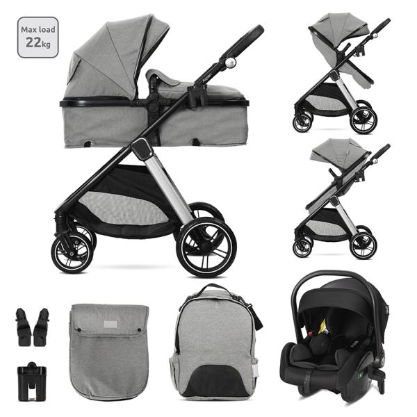 Carucior 3 in 1 Lorelli Aspen Gri - Set Complet - imagine 8
