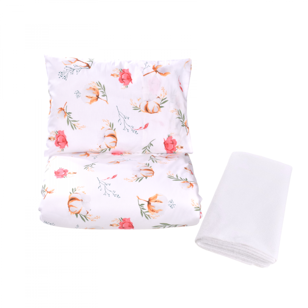 Lenjerie 3 piese Confort Family cu flori - imagine 3