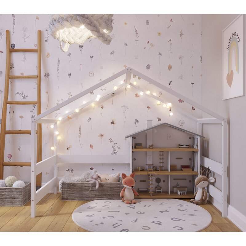 Patut Casuta Yappy Kids FSC 160x80 cm Alb - imagine 3