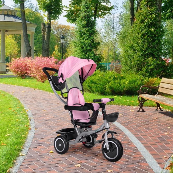 Tricicleta Ecotoys 2in1 Scaun Rotativ 360° Roz - imagine 2