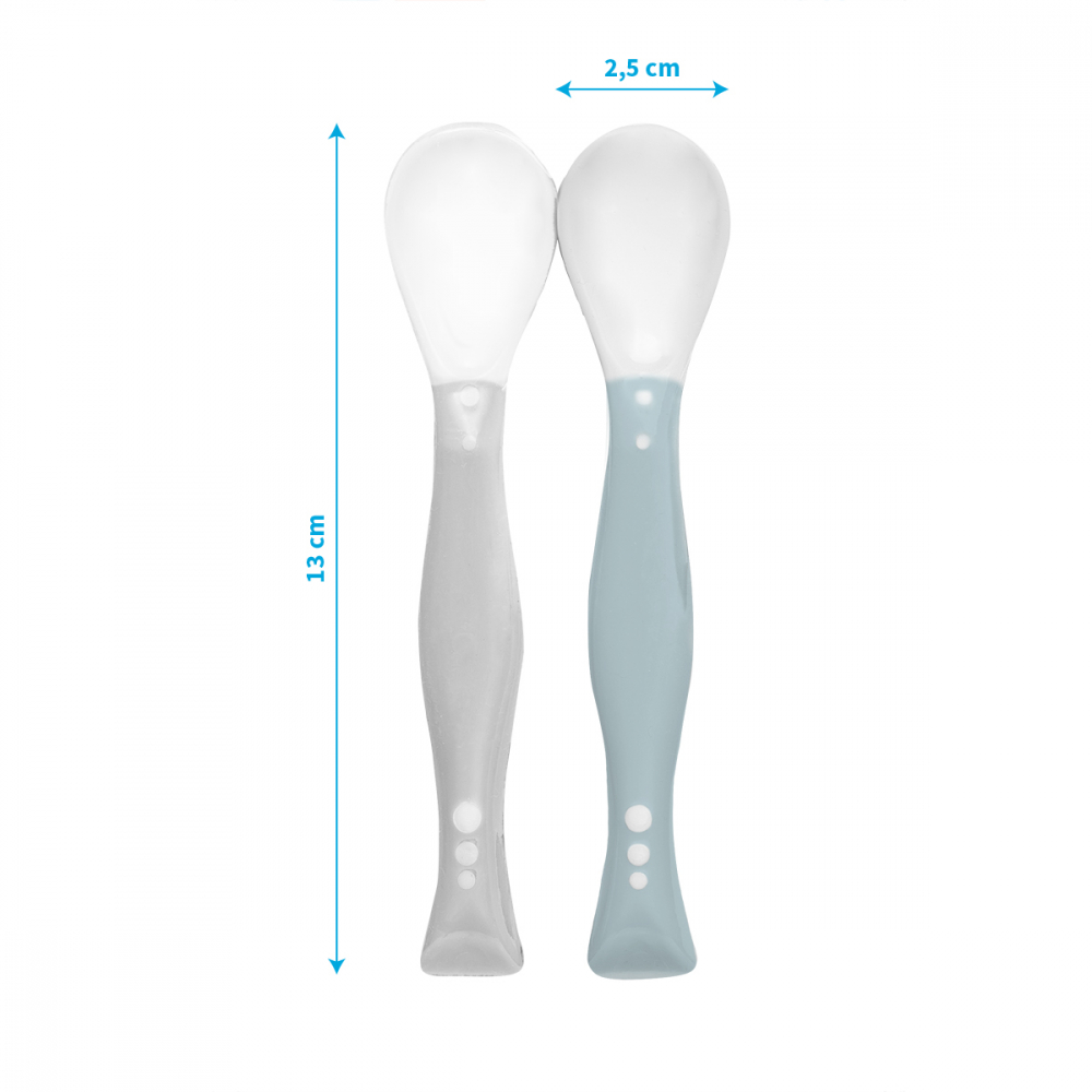 Set 2 Lingurițe Flexibile Babyono Gri-Albastru - imagine 4