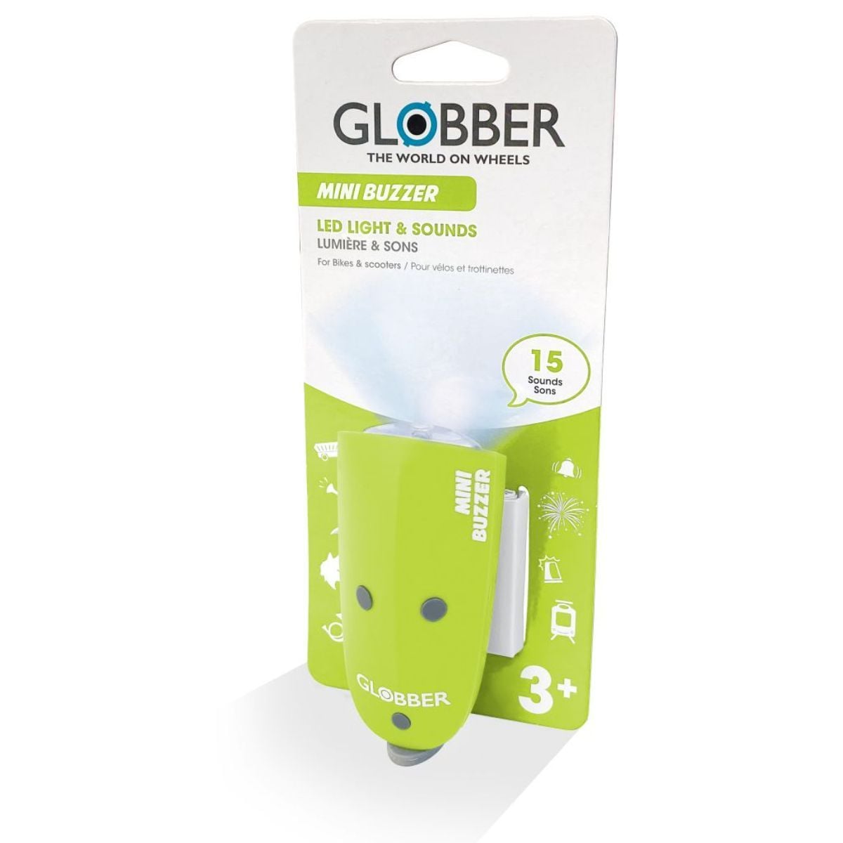 Claxon Globber Mini Buzzer Verde, Sunet și Lumină