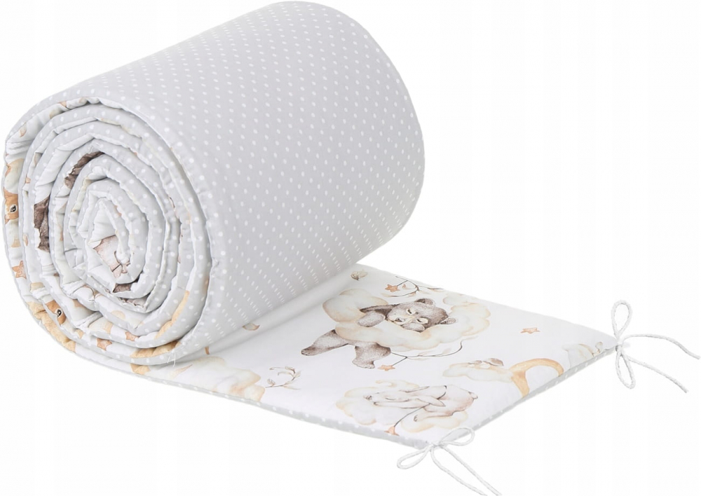 Aparatoare Patut BabyMam Sleepy Bears Grey, 180x30cm - imagine 4