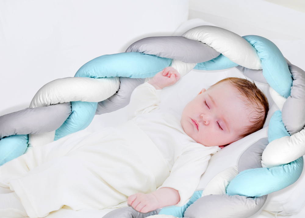 BabyJem Bumper Impletit Blue - Protectie Laterala Patut - imagine 3