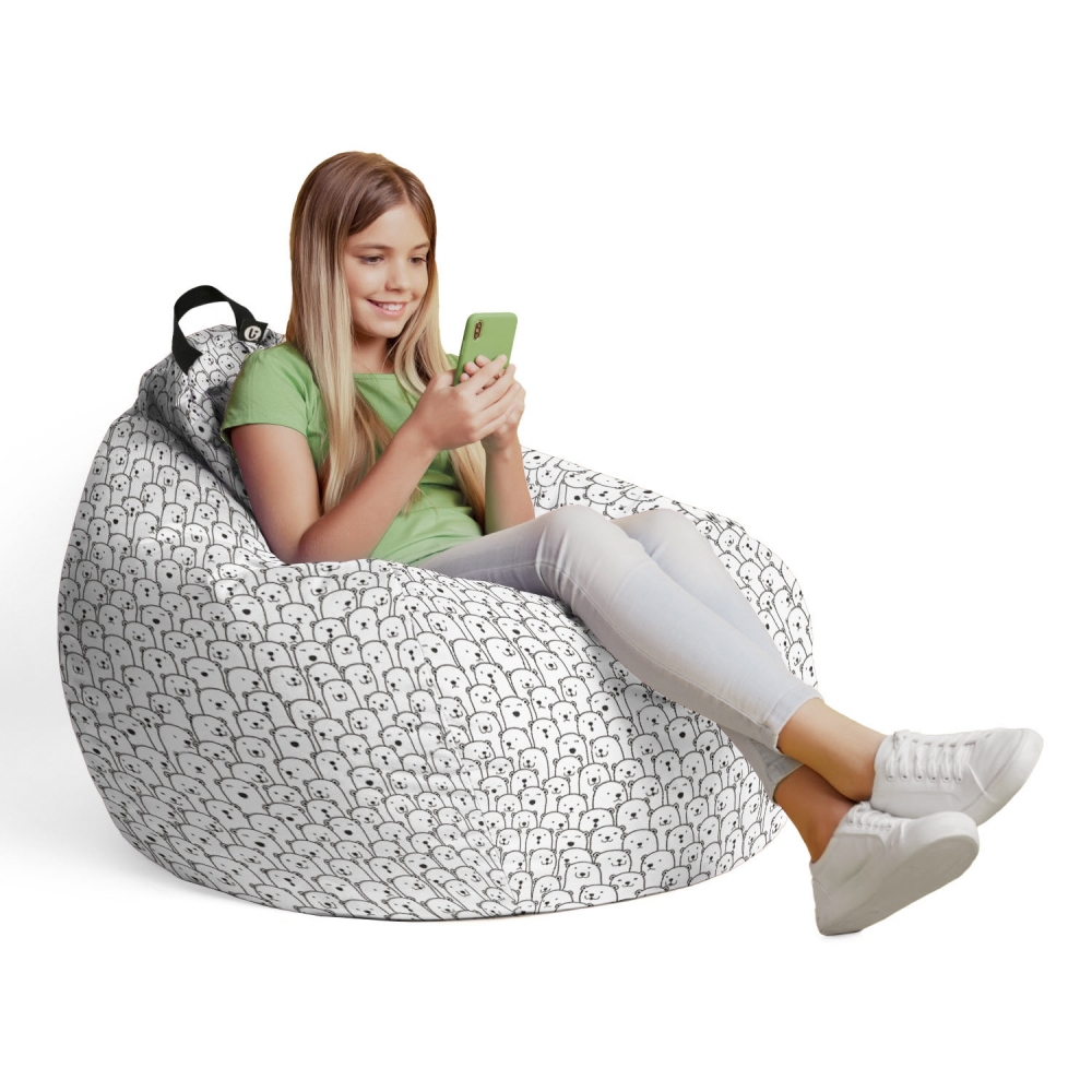 Husa Puf Bean Bag Para L Alb cu Ursi - Updeco - imagine 4