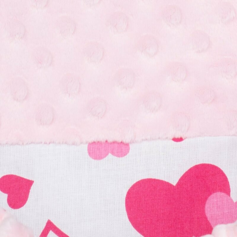 Set 3 piese New Baby Luxury Nest Minky Hearts Pink - imagine 4