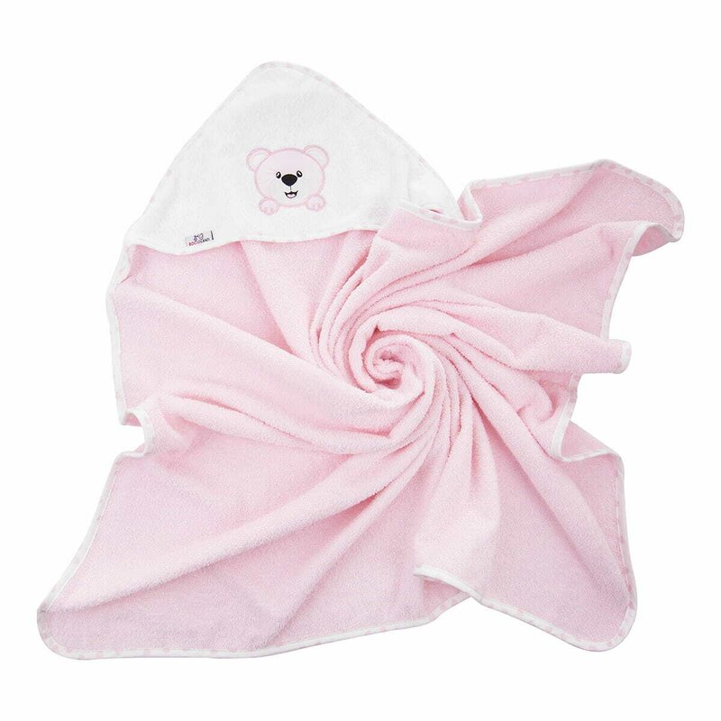 Prosop Bocioland Teddy Bear Pink, cu Gluga 80x80 cm