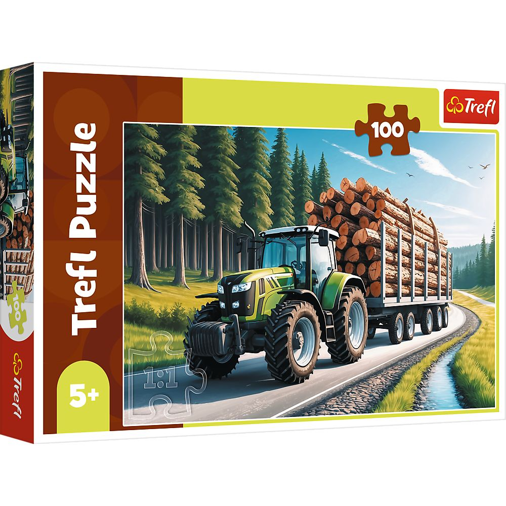 Puzzle Trefl 100 piese Tractor Forestier - Educativ