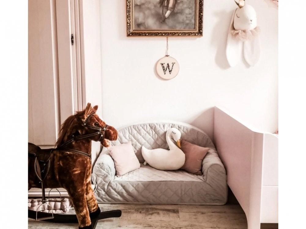 Canapea Babysteps Velvet Gri | Siguranță și Confort - imagine 5