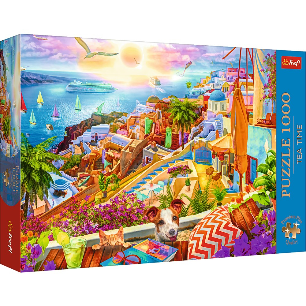 Puzzle 1000 Trefl Vizitând Santorini, Relaxare și Creativitate