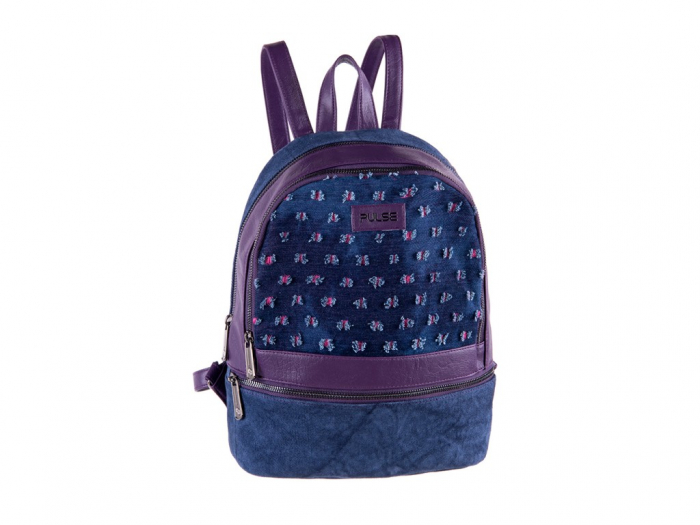 Ghiozdan Pulse Firenze Flower Jeans, 28x24x17 cm