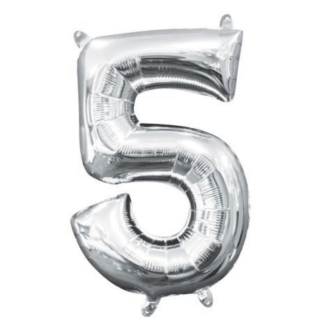 Balon Folie Argintiu Cifra 5 Amscan