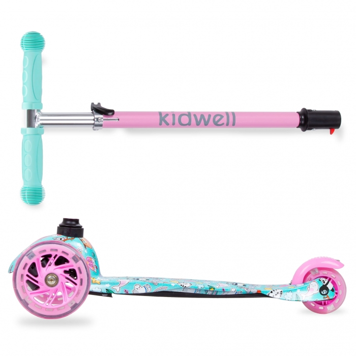 Trotineta Kidwell uno Happy cu LED, Aluminiu, 3 ani+ - imagine 3