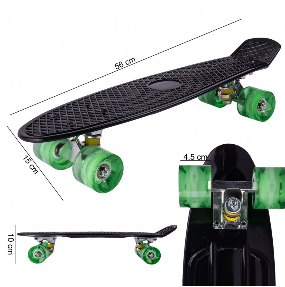 Skateboard Malplay cu LED 56x15cm Negru - imagine 8