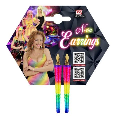 Cercei Neon Multicolori Widmann - Carnaval Disco - imagine 3