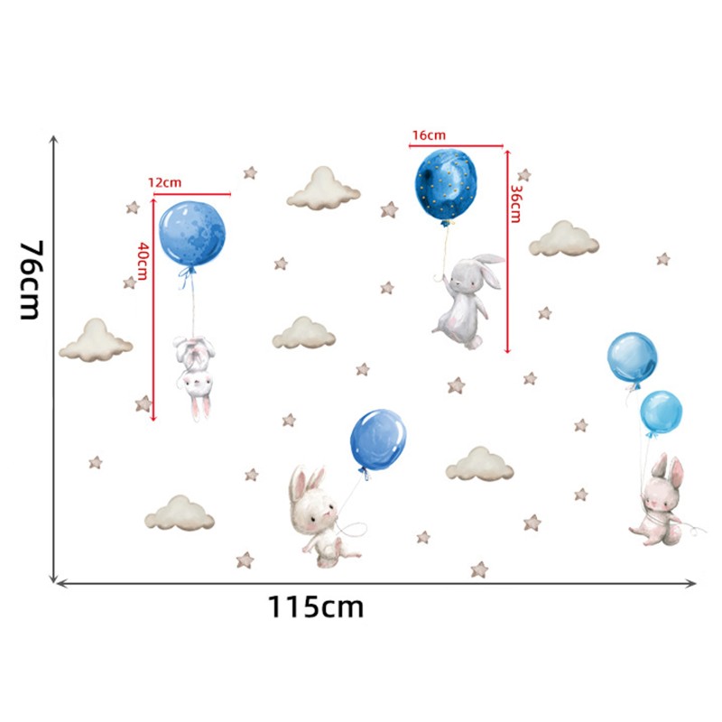 Sticker Decorativ Iepurași SIPO, 70x49 cm - imagine 2