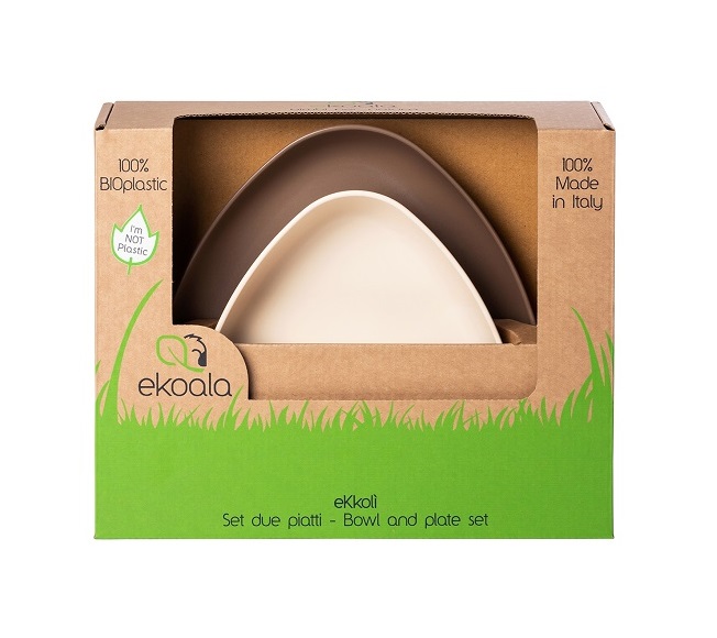 Set 2 Farfurii eKoala BIOplastic Alb/Maro - imagine 5