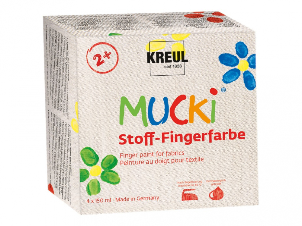 Vopsea Lichidă Mucki pentru Tesaturi, 4 Culori x 150ml, Kreul