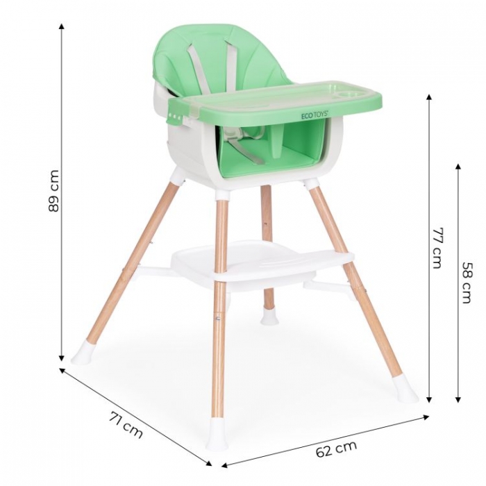 Scaun masă 2-in-1 Ecotoys Verde multifuncțional - imagine 8
